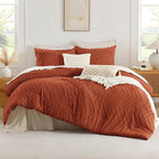 Andency Burnt Orange Oversized Super King Comforter Set 120x120, Extra Large - Image 2