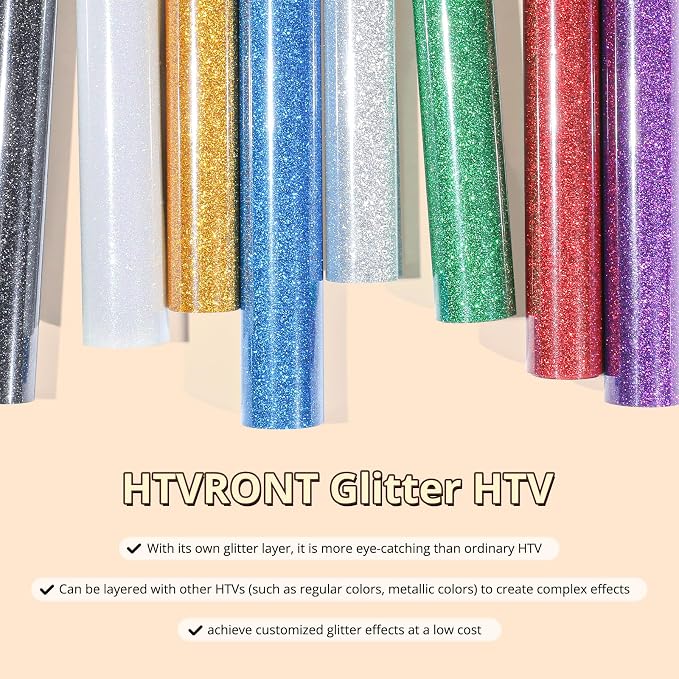 HTVRONT Champagne Glitter HTV- 10” x 5ft Champagne Glitter Iron On Vinyl | - Image 4