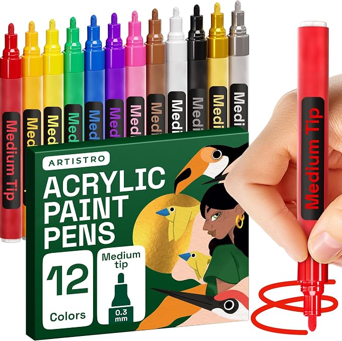 ARTISTRO 12 Acrylic Paint Pens for Calligraphy – Markers by ARTISTRO