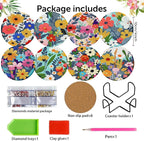 8 Pack Diamond Art Coasters, Wildflowers Diamond Painting Coasters Kits | - Image 2