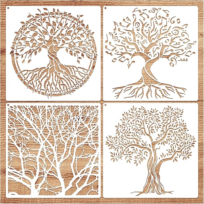 14 Inch Large Tree Stencils for Painting on Wood Crafts Reusable Tree of Life by Hosomono