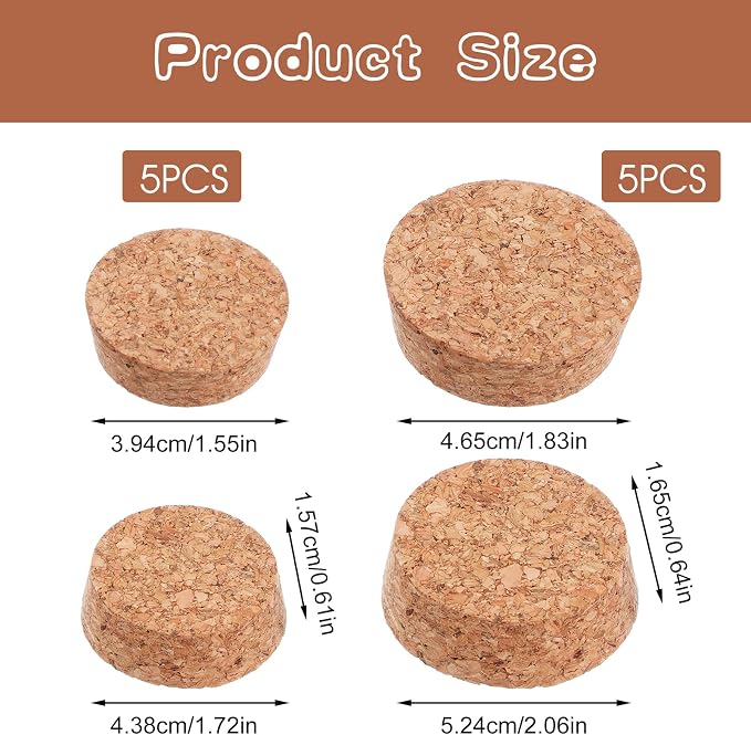 10Pcs Large Cork Stoppers Cork Bottle Stopper Wooden Tapered Corks Plug Beer - Image 2