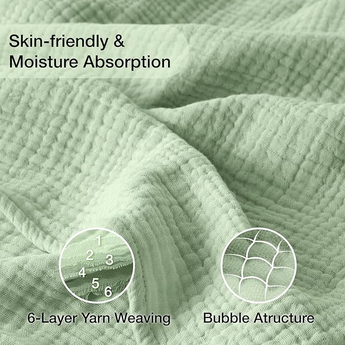 100% Cotton Muslin Blanket 50" x 60", Breathable and Lightweight Cotton Throw - Image 4