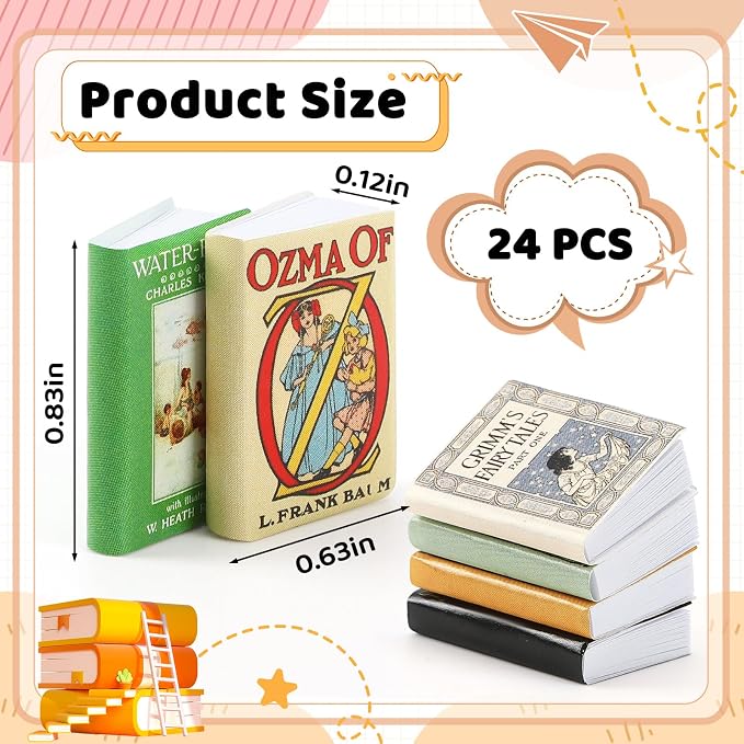 Mini Fairy Books 24pcs 1:12 Scale Miniature Books Dollhouse Books | Includes 24 - Image 2