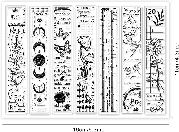 GLOBLELAND Vintage Scrapbooking Bookmarks Clear Stamp Flower Butterfly - Image 6
