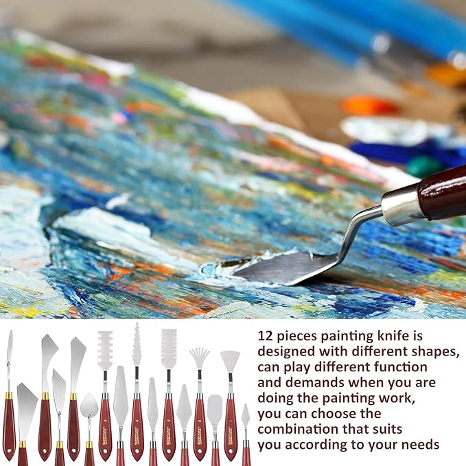 Honoson 16 Pieces Palette Knife Set Stainless Steel Painting Knives - Image 4