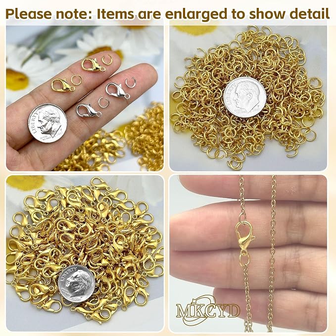 MKCYD 700Pcs Lobster Claw Clasps and Open Jump Rings Set, 14K Gold and Silver - Image 6