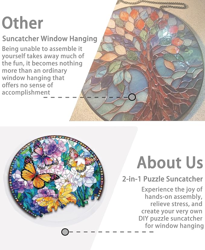 Acrylic Puzzle Suncatcher, Colorful Butterfly Flower Sun Catcher - Image 5