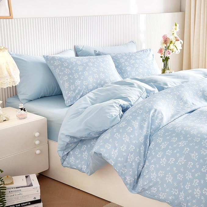 Wake In Cloud - Coquette Duvet Cover Set, Floral Cottagecore Flower Shabby Chic - Image 4