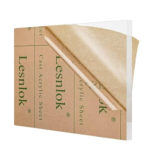 Lesnlok Clear Acrylic Sheet 8 x 12 x 1/2 inch Thick 12mm Transparent Cast by Lesnlok