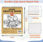 FIXSMITH 9"X12" Sketch Book | 80 Sheets Sketchbook | Top Spiral Bound Artist - Image 4