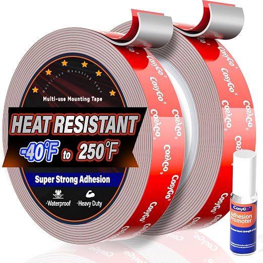 2 Rolls Double Sided Tape Heavy Duty, 15FT Outdoor Heat Resistant Automotive by CosyGO