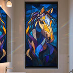 Stained Glass Window Privacy Film: Non-Adhesive Sun and Landscape Mosaic Design by AOHMPT