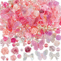 350 Pieces 3D Resin ABS Colorful Rose Flower Bows Butterfly Charms by ShowNow