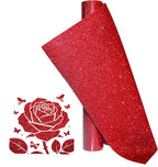 Glitter Red Heat Transfer Vinyl Red HTV Vinyl Roll 12 x 5 Feet Iron on Vinyl by KEGUMINGX
