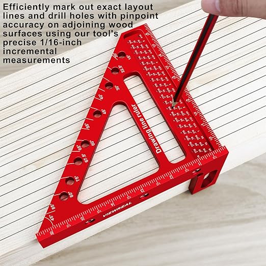 Large Carpenter Square 6.5''x5.79''Protractor Ruler - Image 4