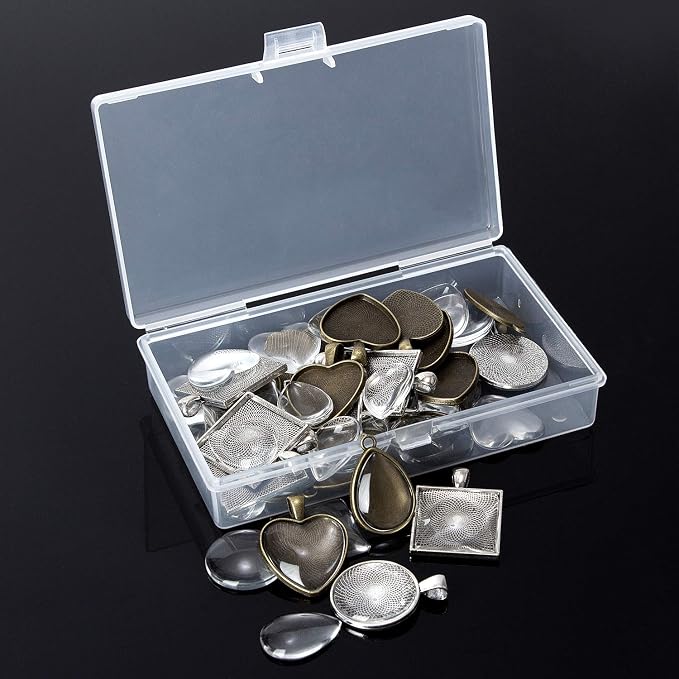 60 Pieces 5 Styles Pendant Trays 30pcs Round & Square & Heart & Teardrop & Oval - Image 7