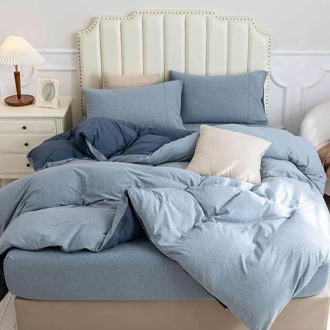 PURE ERA Jersey Knit Duvet Cover Set 100% T-Shirt Cotton Super Soft Comfy 3pc - Image 6