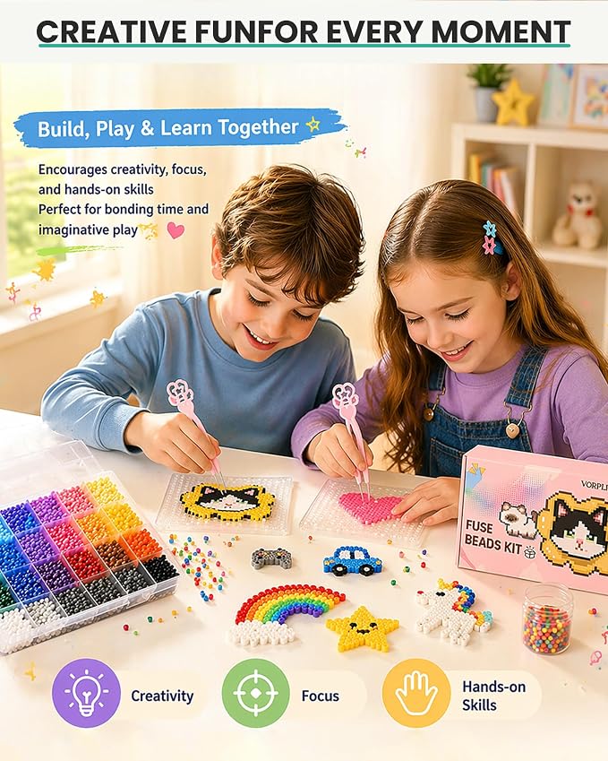 Fuse Beads Kit-120 Colors 62000 2.6mm-Easy DIY, Built-in Iron | DIY Crafts - Image 5