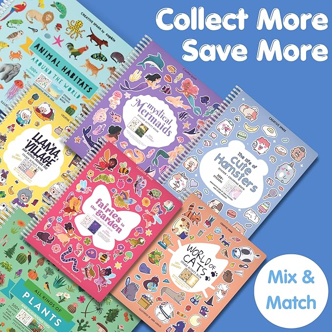 Animals Habitat 500+ Kids Sticker Book by Cupkin Toddler Airplane Travel - Image 2