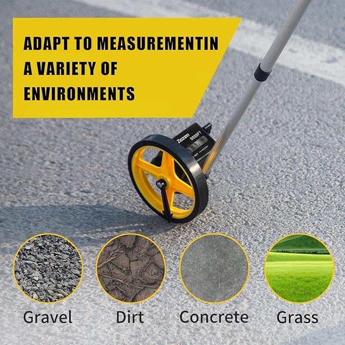 Zozen 6-Inch Measuring Wheel in Feet and Inches, Telescopic Handle, Starting - Image 6