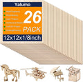 Basswood Sheets 12 x 12 x 1/8 Inch, 26 Packs Plywood Sheets Unfinished Wood by YALUMO