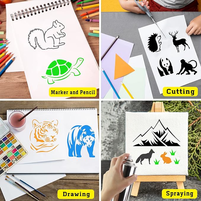 80 Pcs 3 x 3 Inch Stencils for Painting on Wood, Reusable Farm & Animal Plastic - Image 4
