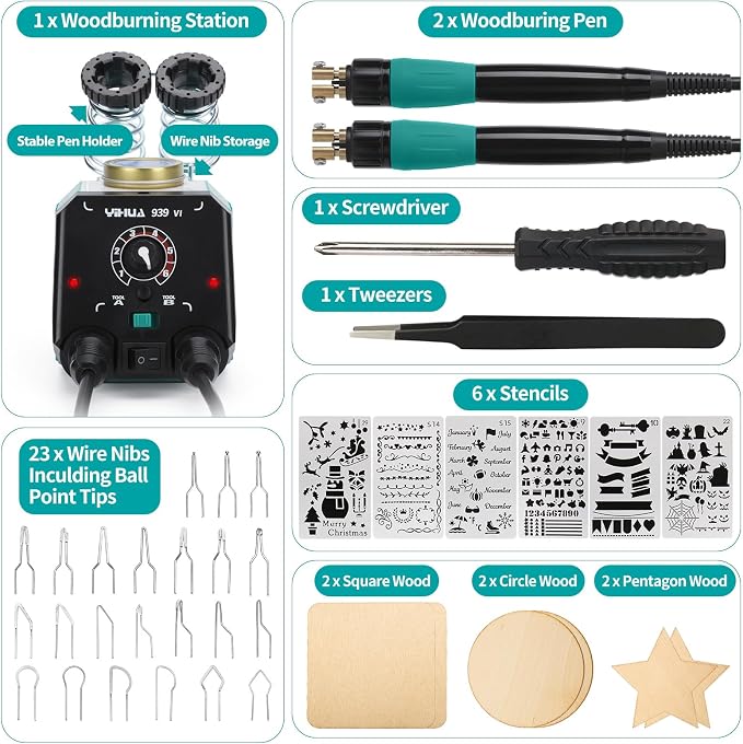 YIHUA 939-VI Dual Wood Burning Pen Wood Burning Kit - Image 6