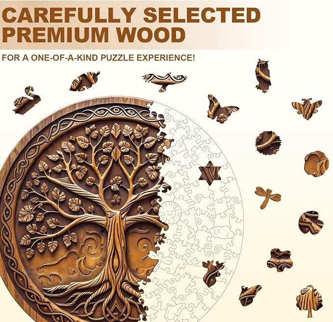 Tree of Time Puzzles Adults Gifts Wooden 200 Pieces 11.4 * 11.4in - Image 3