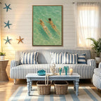 HomeifHue Summer Coastal Swimmers Canvas Print Two Women Swimming in Turquoise - Image 5