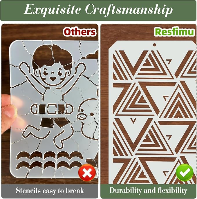 Geometric Texture Stencils for Crafts Reusable 16Pcs Stencils | DIY Art - Image 3