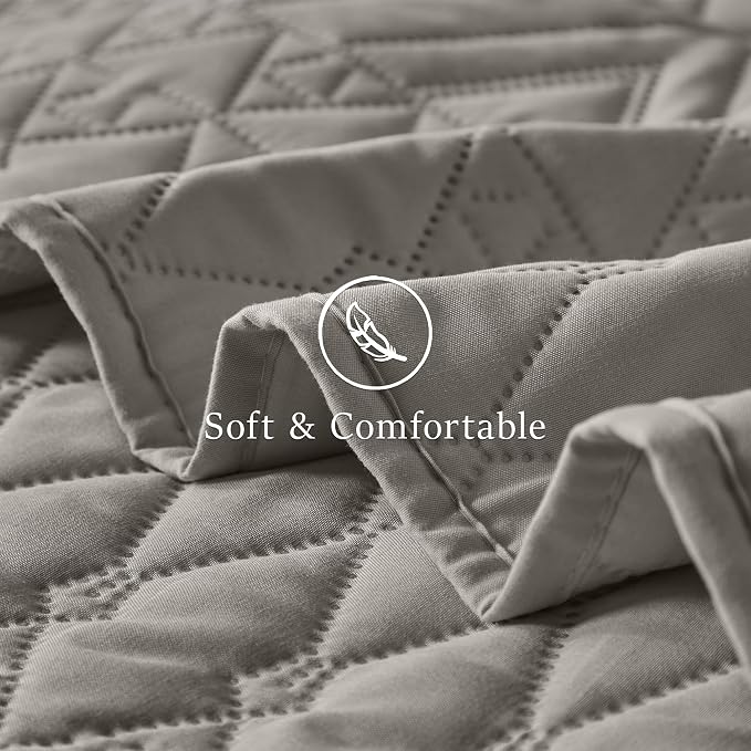 akkialla King/Cal King Size Quilt Bedding Set, Dark Grey Lightweight Microfiber - Image 6