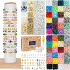 Bracelet Making Kit, 48 Colors Round Letter Beads Jewelry Making Kit Friendship by Sistenia