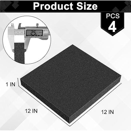 ToLanbbt Polyurethane Foam Sheets, 4P 12 x 12 x 1 Inch Cuttable Tool Box Case - Image 2