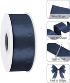 Navy Blue 1.5 Inch Continuous 25 Yards Satin Wired Ribbon - Image 3