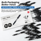deli Gel Pens, 20 Pens with 30 Refills，Medium Point Pen Bulk 0.7mm, Smooth - Image 2