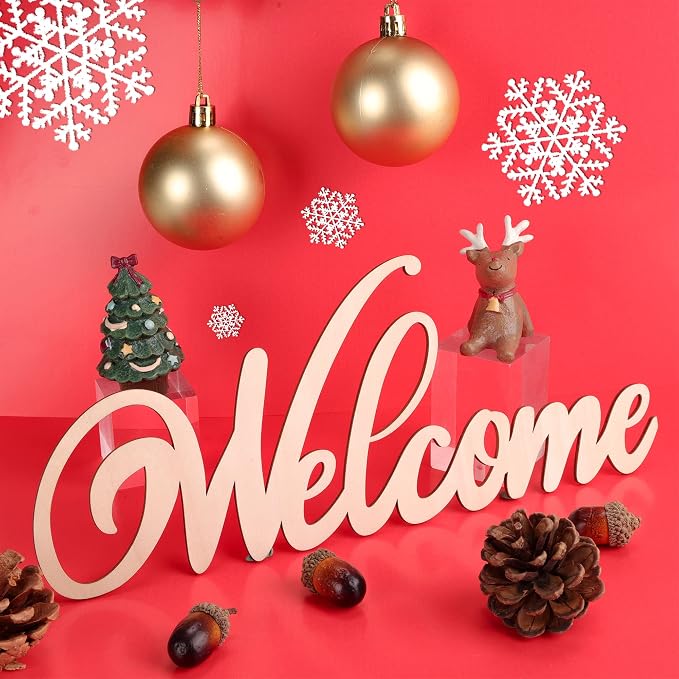 Welcome Hello Unfinished Wooden Letters Wood Cutout Signs - Image 6