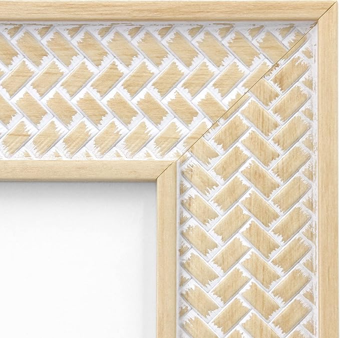 Boho 5x7 Picture Frame Woven Rattan Photo Frame | Bohemian Rustic Carved Design - Image 9