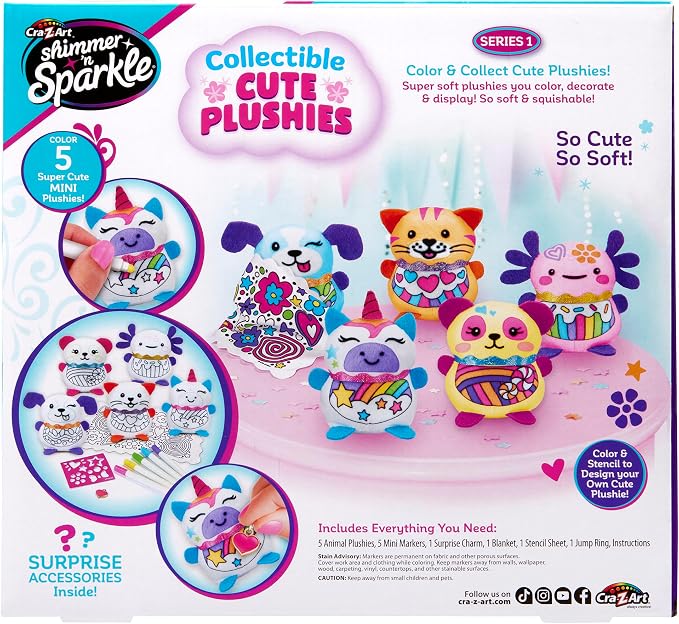 Cra-Z-Art Shimmer 'n Sparkle Color Me Collectible Mini Plushies | 5 Mini - Image 5