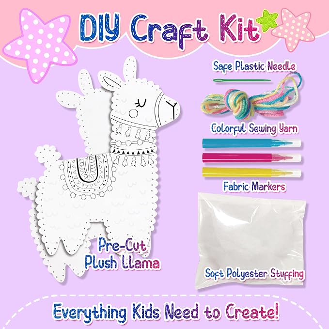 Llama Sewing Kit for Kids Ages 6+, Make Your Own Plush Toy Cute Friends - Image 2