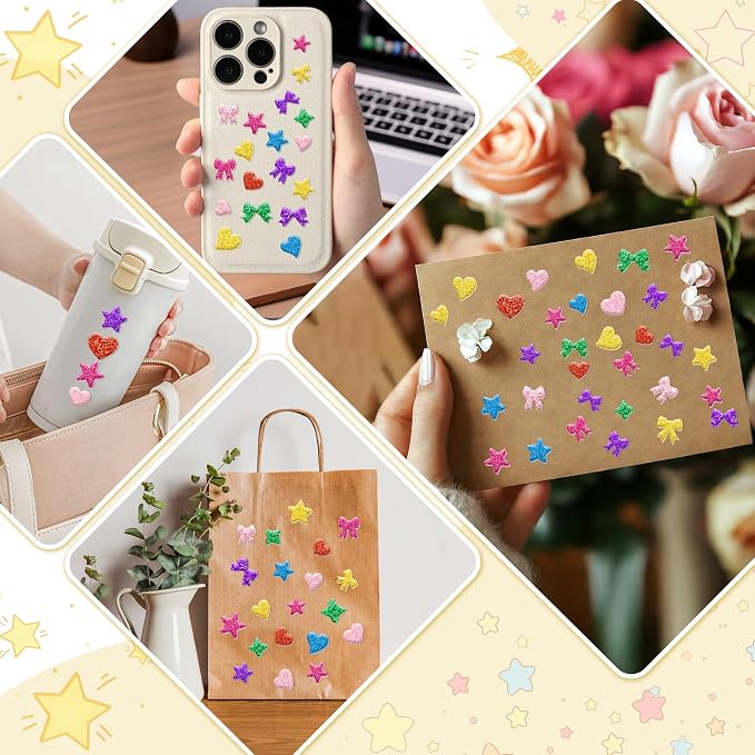 Foam Stickers, 7 Sheets 3D Glitter Foam Heart Stickers, Self-Adhesive EVA Foam - Image 4