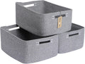 Large Storage Baskets for Shelves, Closet Organizers Bins for Clothes Blanket Towels, Baby Nursery, Toy Baskets Box, Woven Rope Baskets, 17 x 13 x 7.5”, 3 Packs Mixed Grey