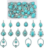 24Pcs Tibetan Style Turquoise Charms 8 Styles Heart Teardrop Oval Vintage - Image 7