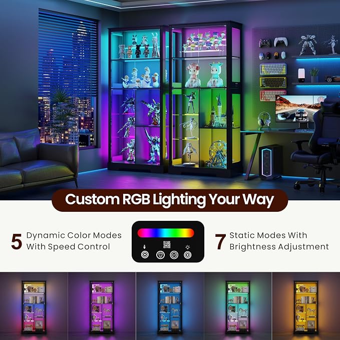 71” Glass Display Cabinet with RGB Light - Image 3