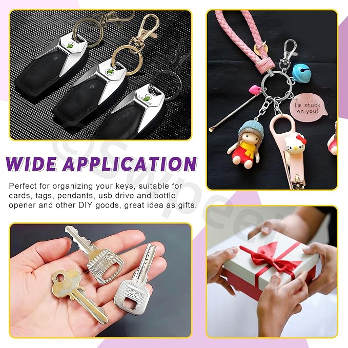 Swpeet Assorted 150Pcs Silver Keychain Making Kit, Swivel Trigger Hook - Image 7