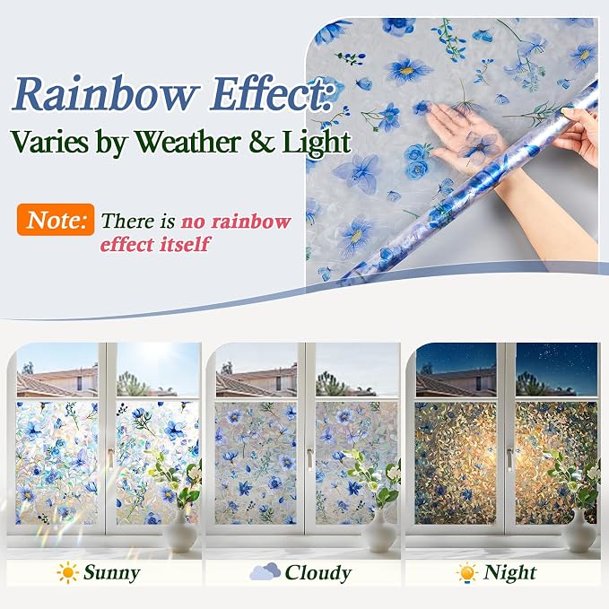 Coavas Stained Glass Window Privacy Film, Rainbow Static Cling Decorative - Image 4
