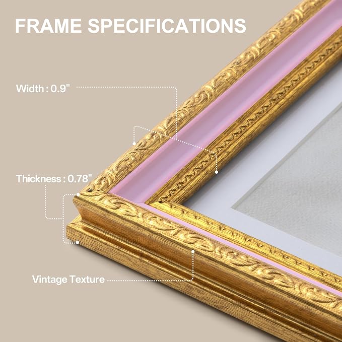 eletecpro 5x7 Vintage Picture Frame, Glass Cover, Horizontal or Vertical - Image 5