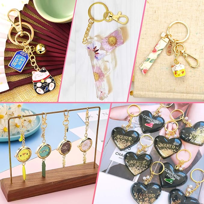 Gold Keychain Rings for Craft, Paxcoo 100pcs Keychain Hardware Kit Includes - Image 3