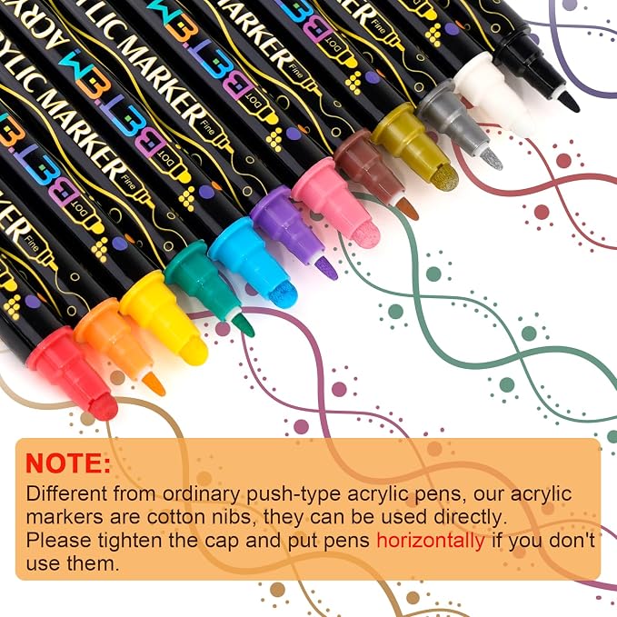Betem 12 Colors Dual Tip Acrylic Paint Markers, Fabric Decorating Kits Premium - Image 2