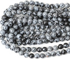 35PCS 10mm Natural Black Snowflake Obsidian Gemstone Round Loose Beads Stone - Image 3